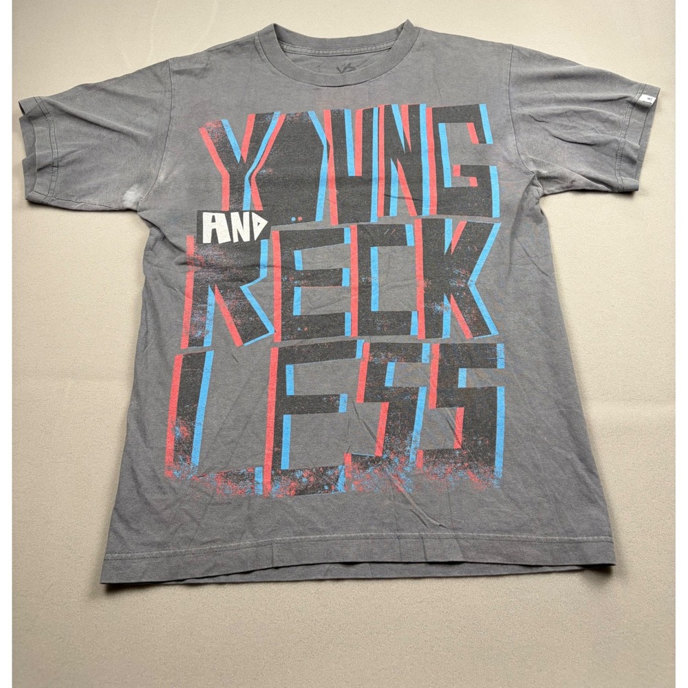 Young and Reckless Mens Graphic T-Shirt Gray Short Sleeve Streetwear Size S